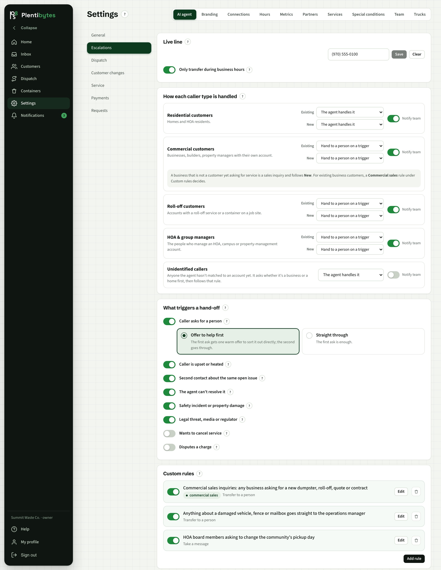 Escalations: who can reach a person, triggers and custom rules